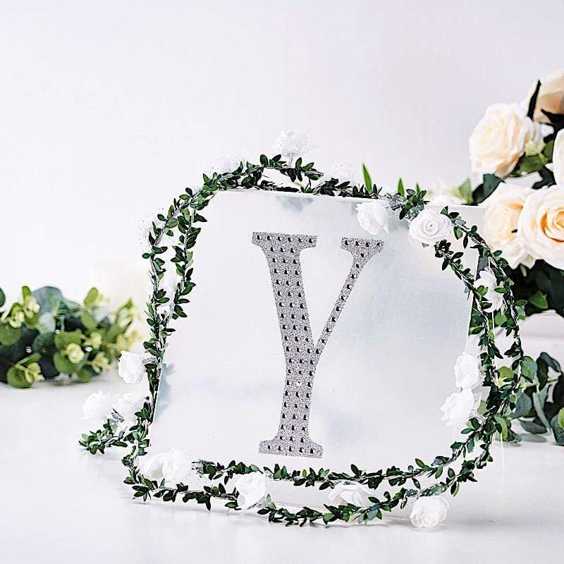 8 in Letter Silver Self-Adhesive Rhinestones Gems Sticker