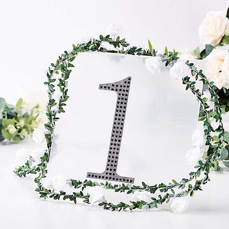 8 in Number Black Self-Adhesive Rhinestones Gems Sticker
