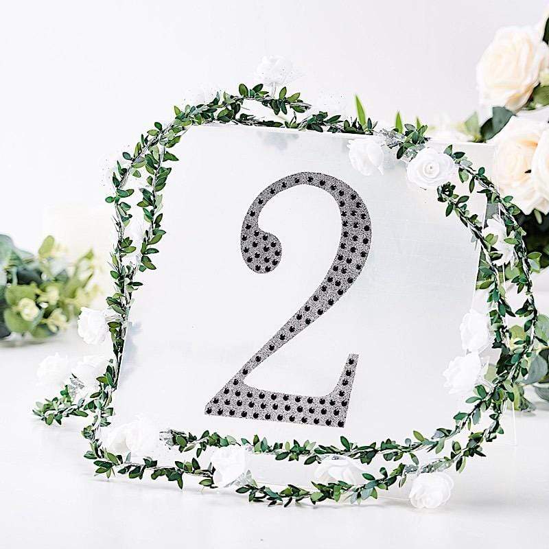 8 in Number Black Self-Adhesive Rhinestones Gems Sticker