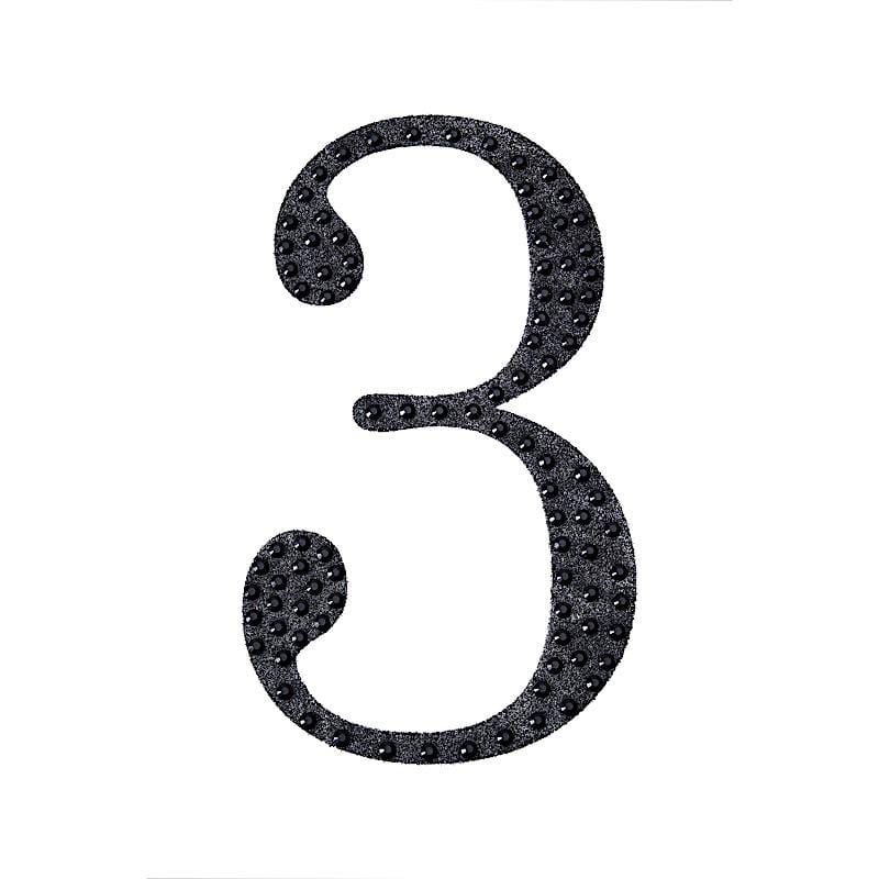 8 in Number Black Self-Adhesive Rhinestones Gems Sticker