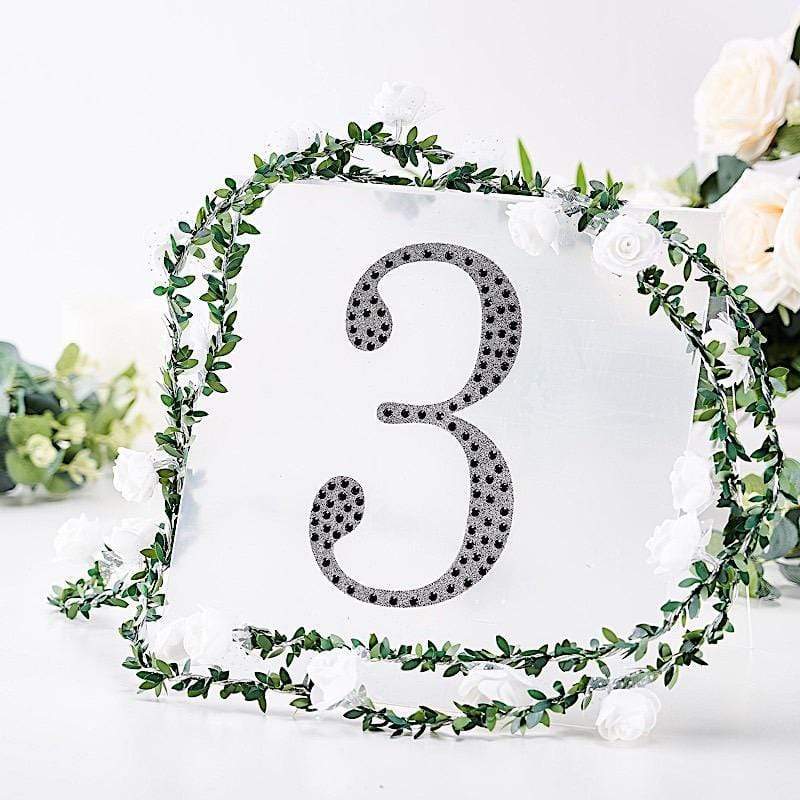 8 in Number Black Self-Adhesive Rhinestones Gems Sticker