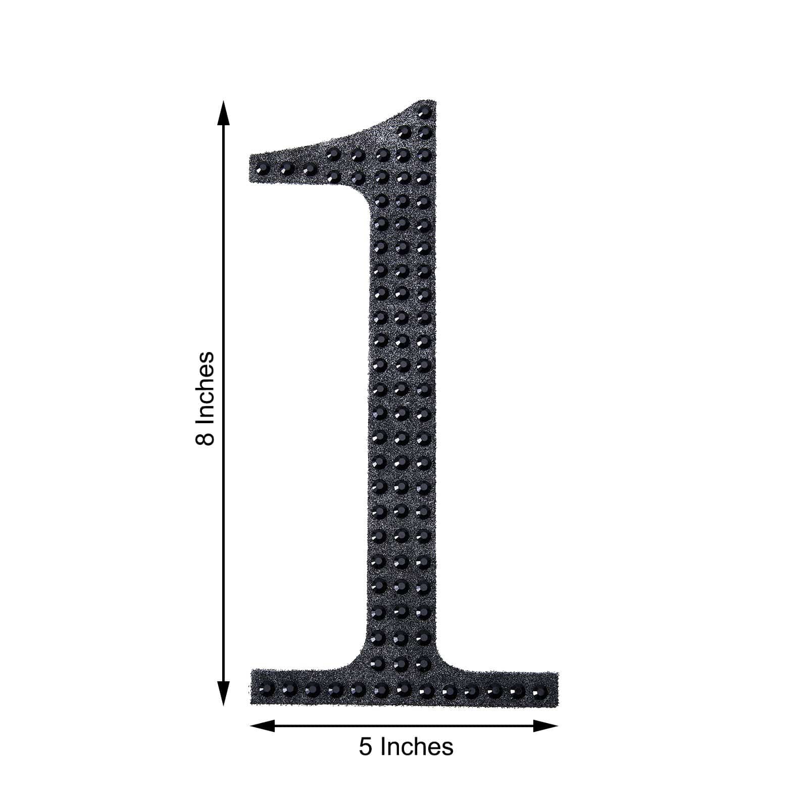 8 in Number Black Self-Adhesive Rhinestones Gems Sticker