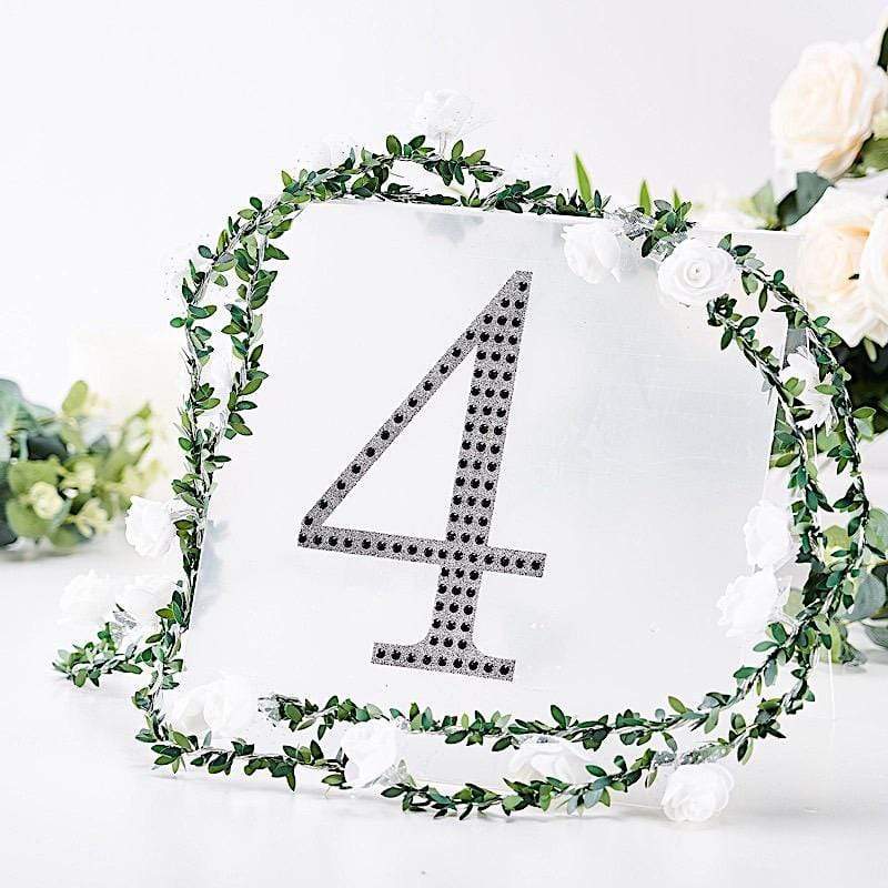 8 in Number Black Self-Adhesive Rhinestones Gems Sticker