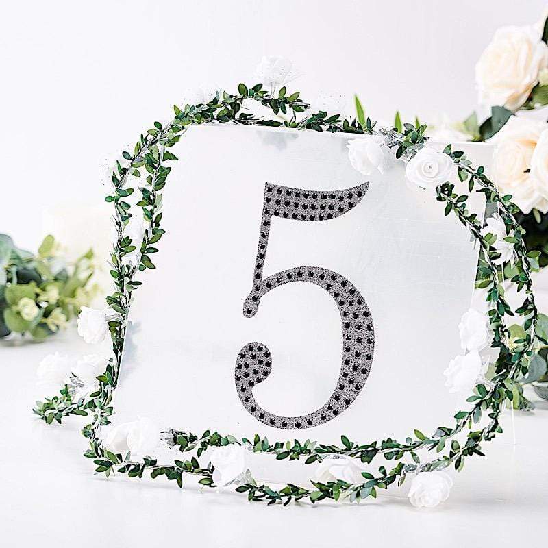 8 in Number Black Self-Adhesive Rhinestones Gems Sticker