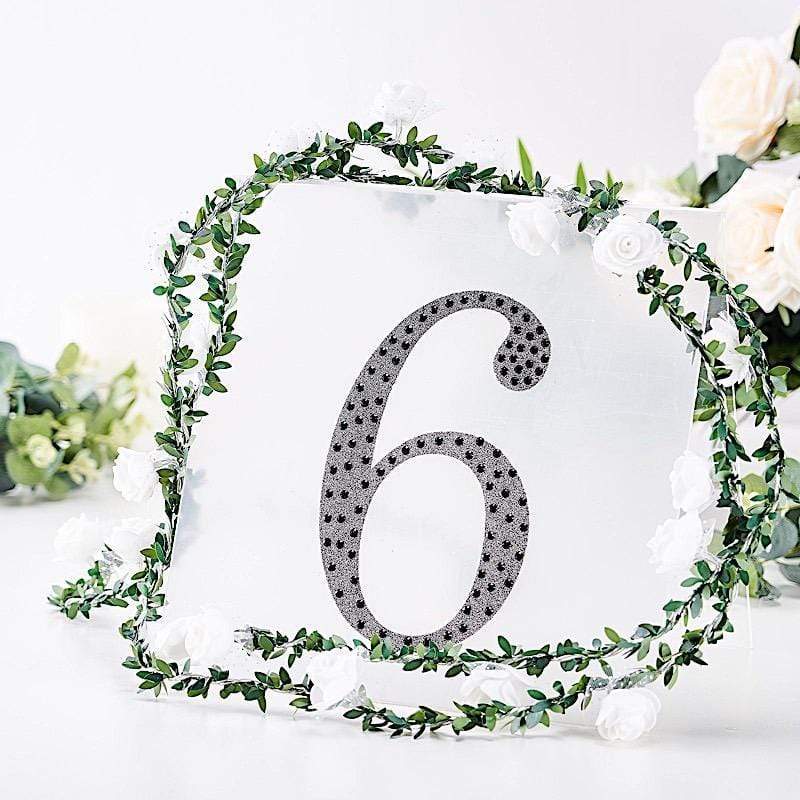 8 in Number Black Self-Adhesive Rhinestones Gems Sticker
