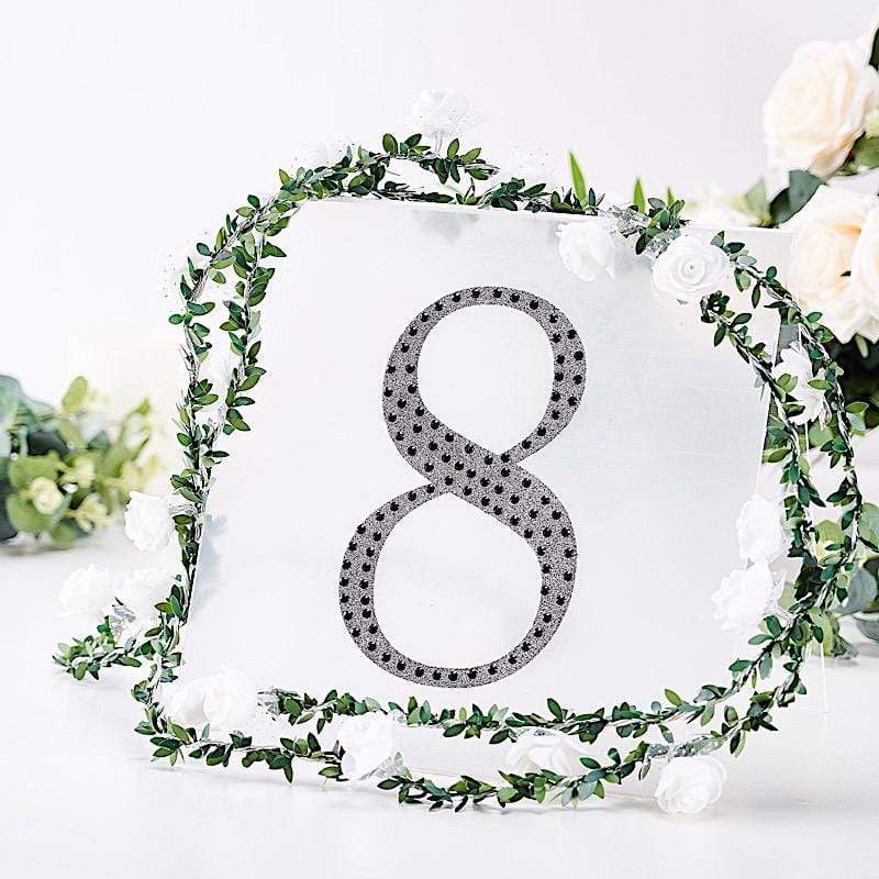 8 in Number Black Self-Adhesive Rhinestones Gems Sticker