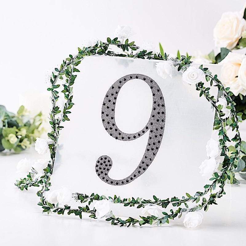 8 in Number Black Self-Adhesive Rhinestones Gems Sticker