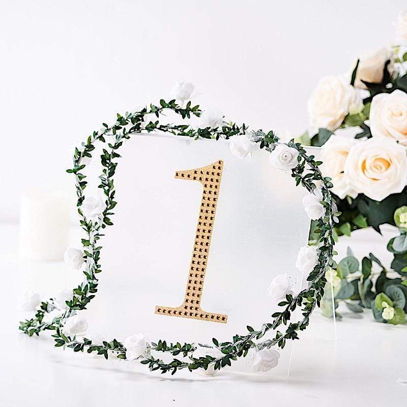 8 in Number Gold Self-Adhesive Rhinestones Gems Sticker