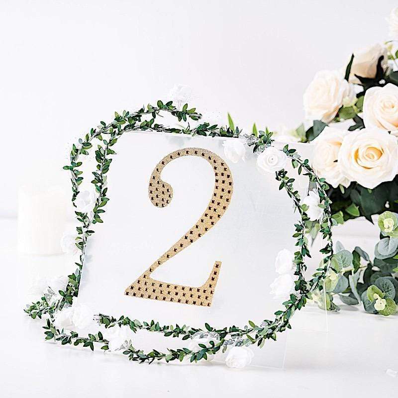 8 in Number Gold Self-Adhesive Rhinestones Gems Sticker