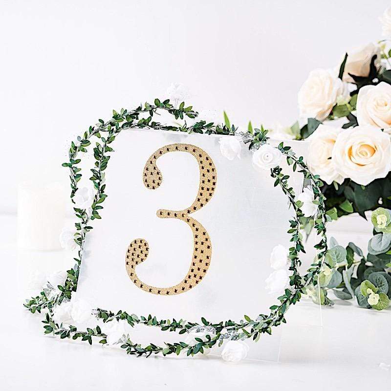 8 in Number Gold Self-Adhesive Rhinestones Gems Sticker