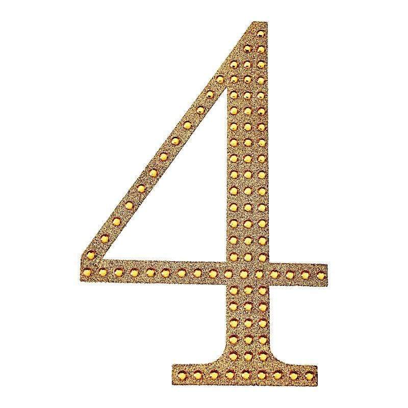 8 in Number Gold Self-Adhesive Rhinestones Gems Sticker