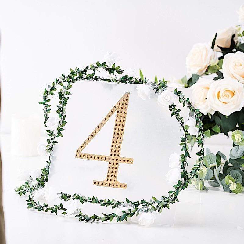 8 in Number Gold Self-Adhesive Rhinestones Gems Sticker