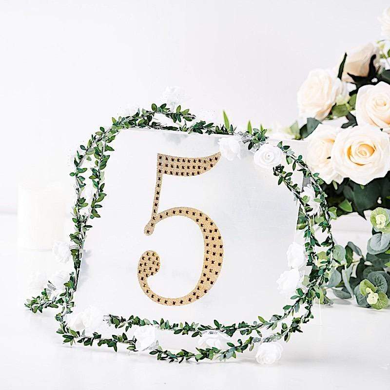8 in Number Gold Self-Adhesive Rhinestones Gems Sticker