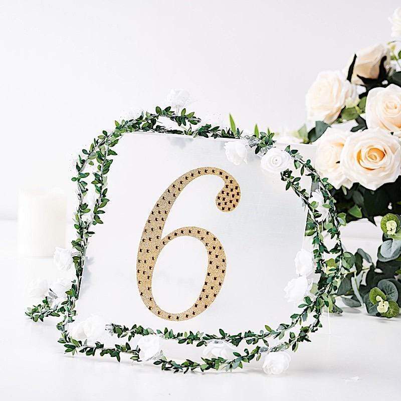 8 in Number Gold Self-Adhesive Rhinestones Gems Sticker