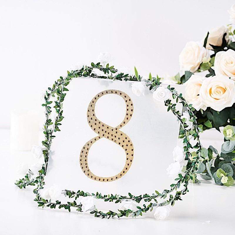 8 in Number Gold Self-Adhesive Rhinestones Gems Sticker
