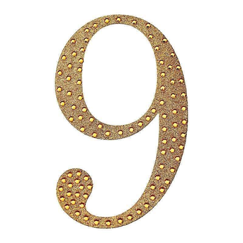 8 in Number Gold Self-Adhesive Rhinestones Gems Sticker