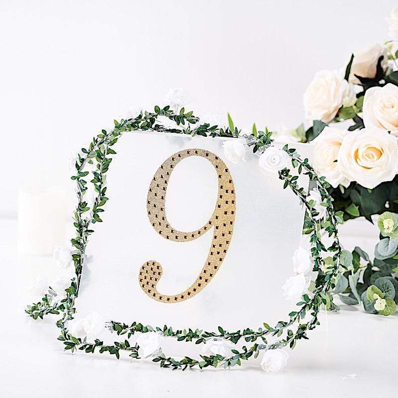 8 in Number Gold Self-Adhesive Rhinestones Gems Sticker