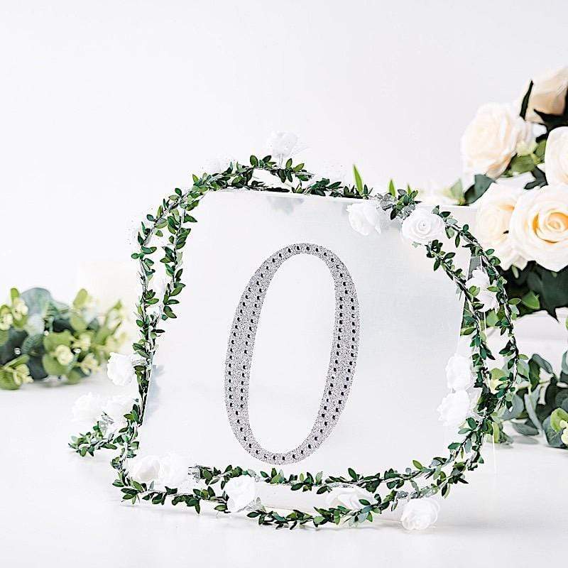 8 in Number Silver Self-Adhesive Rhinestones Gems Sticker