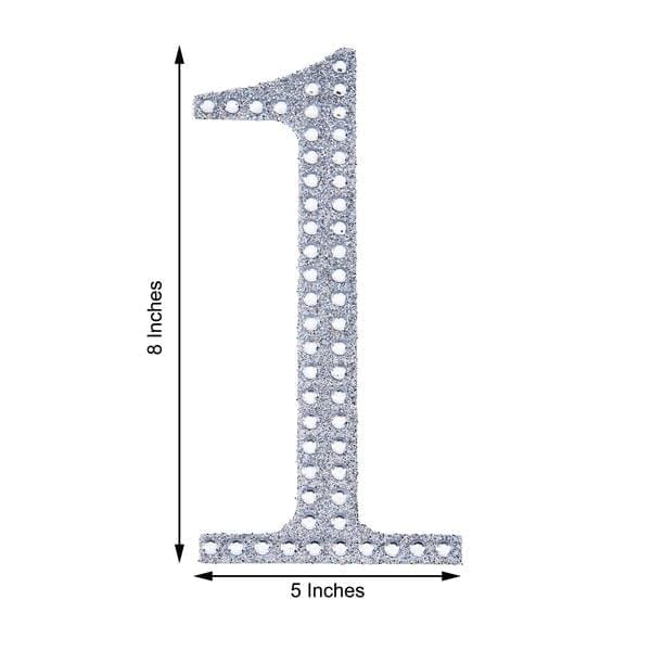 8 in Number Silver Self-Adhesive Rhinestones Gems Sticker