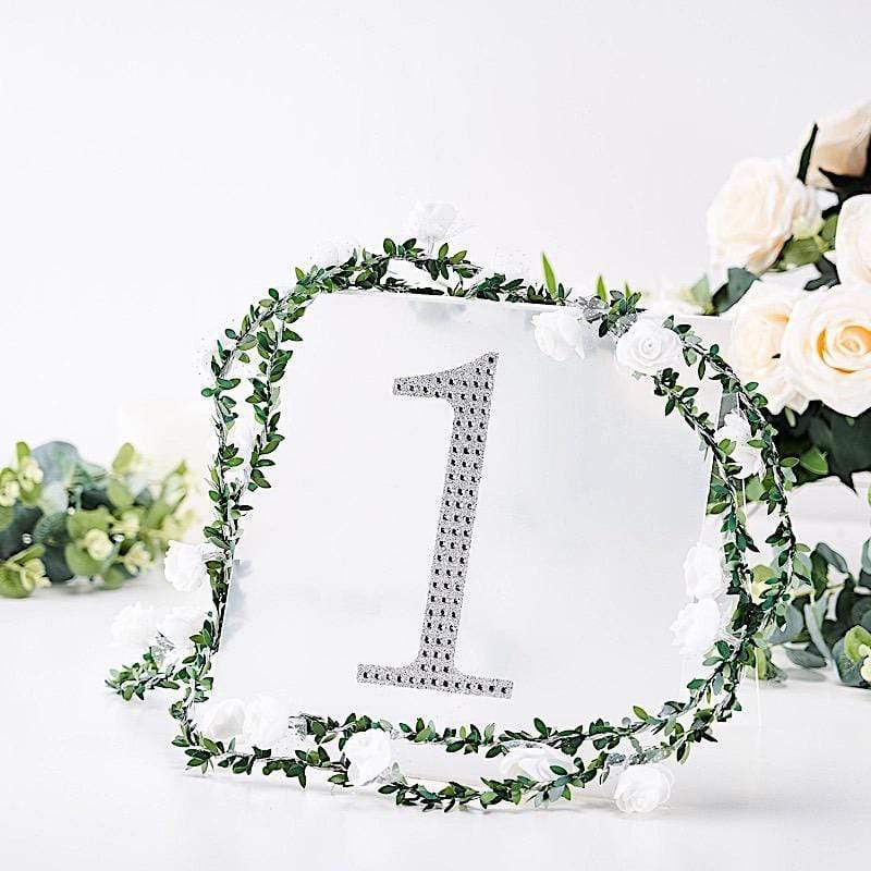 8 in Number Silver Self-Adhesive Rhinestones Gems Sticker