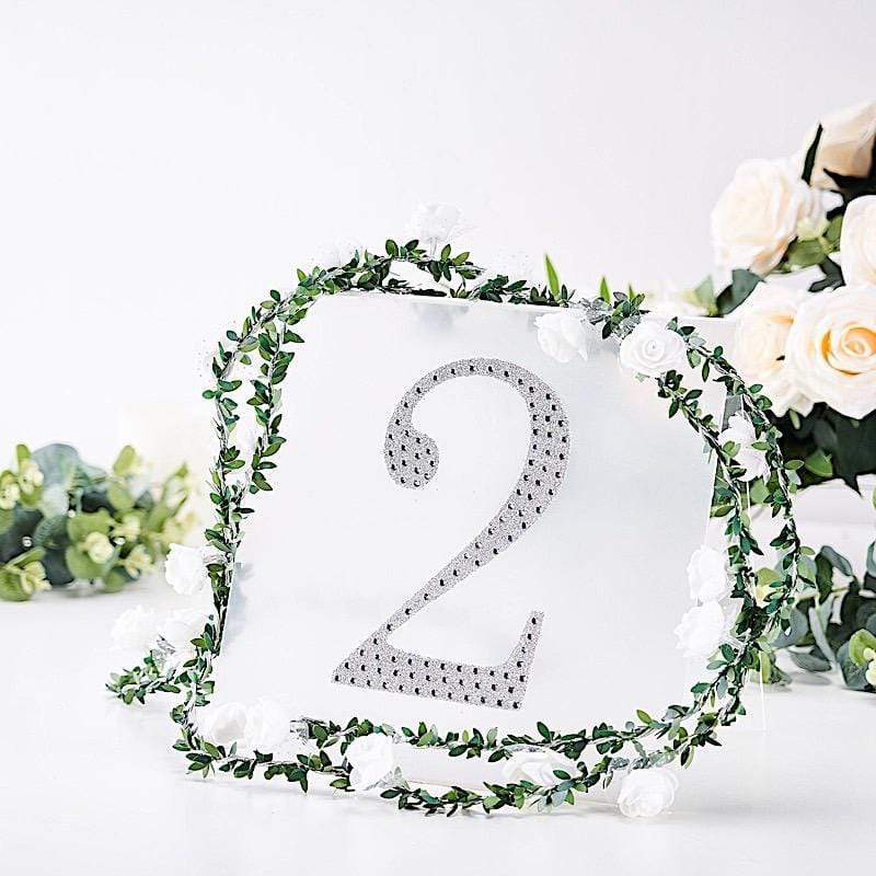 8 in Number Silver Self-Adhesive Rhinestones Gems Sticker