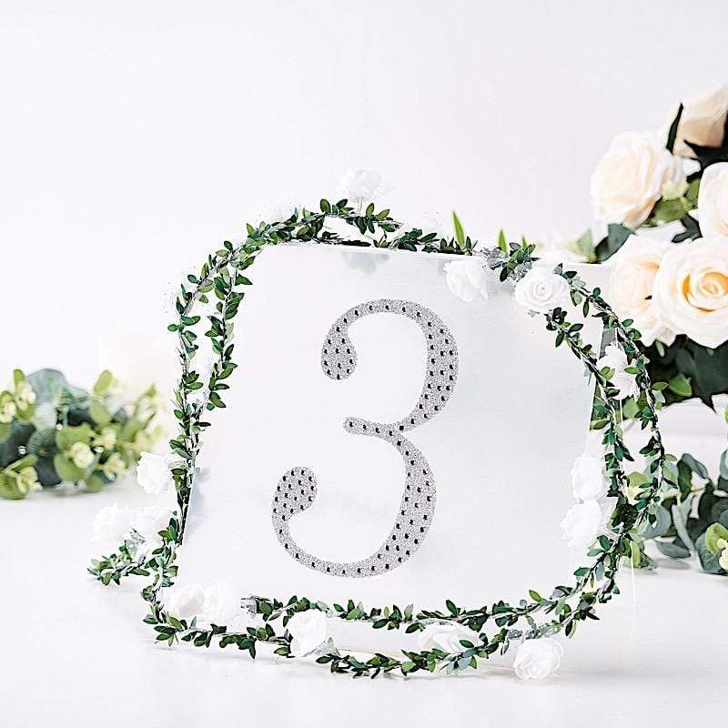 8 in Number Silver Self-Adhesive Rhinestones Gems Sticker