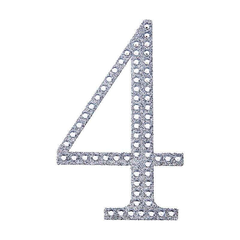 8 in Number Silver Self-Adhesive Rhinestones Gems Sticker