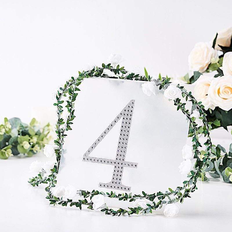 8 in Number Silver Self-Adhesive Rhinestones Gems Sticker