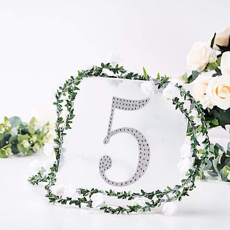8 in Number Silver Self-Adhesive Rhinestones Gems Sticker