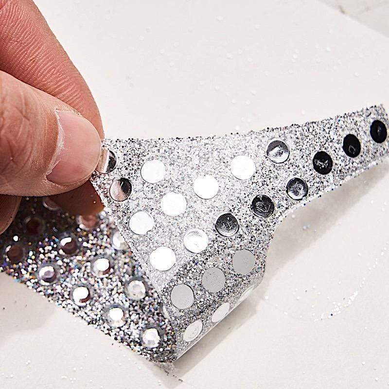 8 in Number Silver Self-Adhesive Rhinestones Gems Sticker