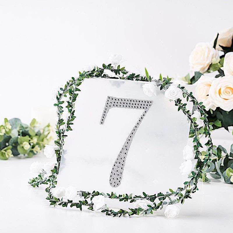 8 in Number Silver Self-Adhesive Rhinestones Gems Sticker