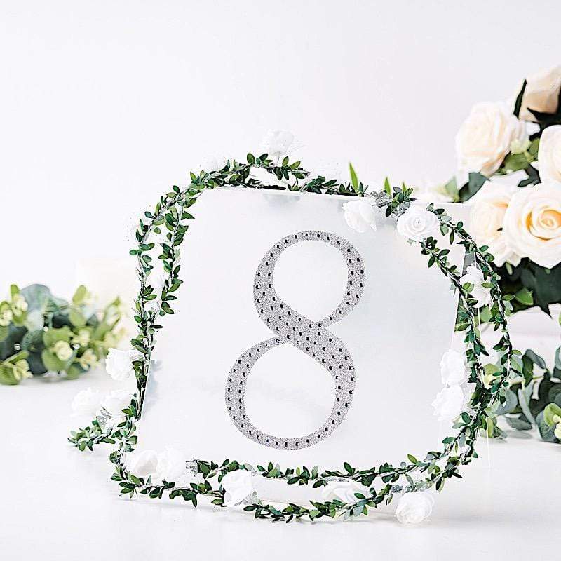 8 in Number Silver Self-Adhesive Rhinestones Gems Sticker