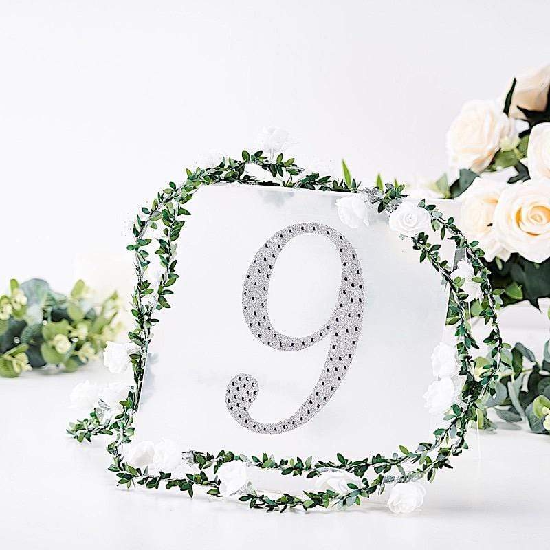 8 in Number Silver Self-Adhesive Rhinestones Gems Sticker
