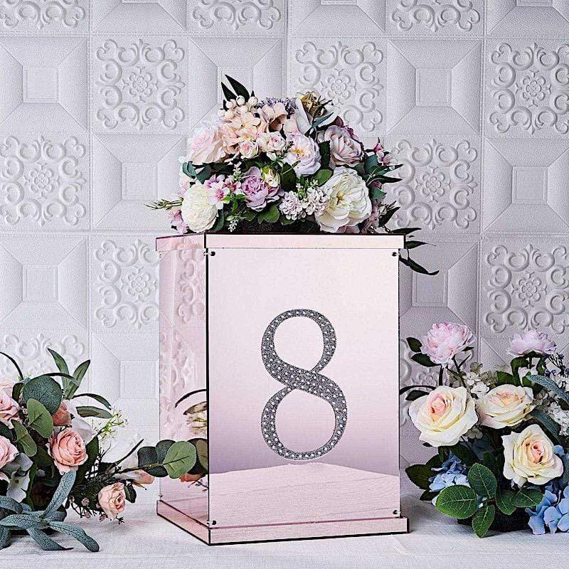 8 in Number Silver Self-Adhesive Rhinestones Gems Sticker