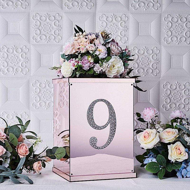 8 in Number Silver Self-Adhesive Rhinestones Gems Sticker