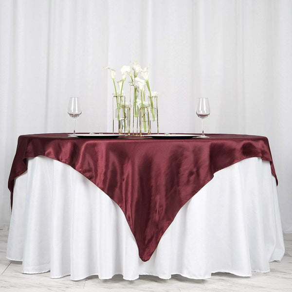 72" x 72" Satin Square Table Overlay Wedding Decorations LAY72_STN_BURG