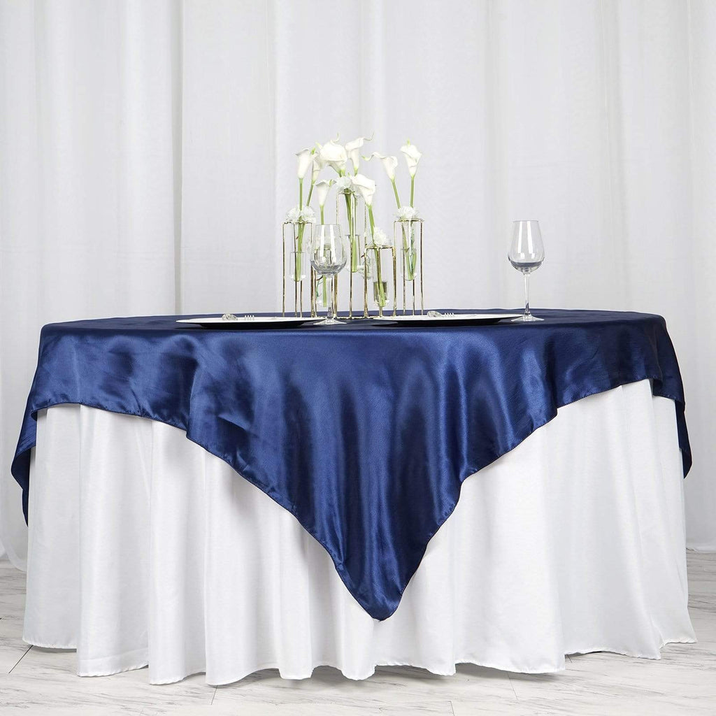 72" x 72" Satin Square Table Overlay Wedding Decorations LAY72_STN_NAVY