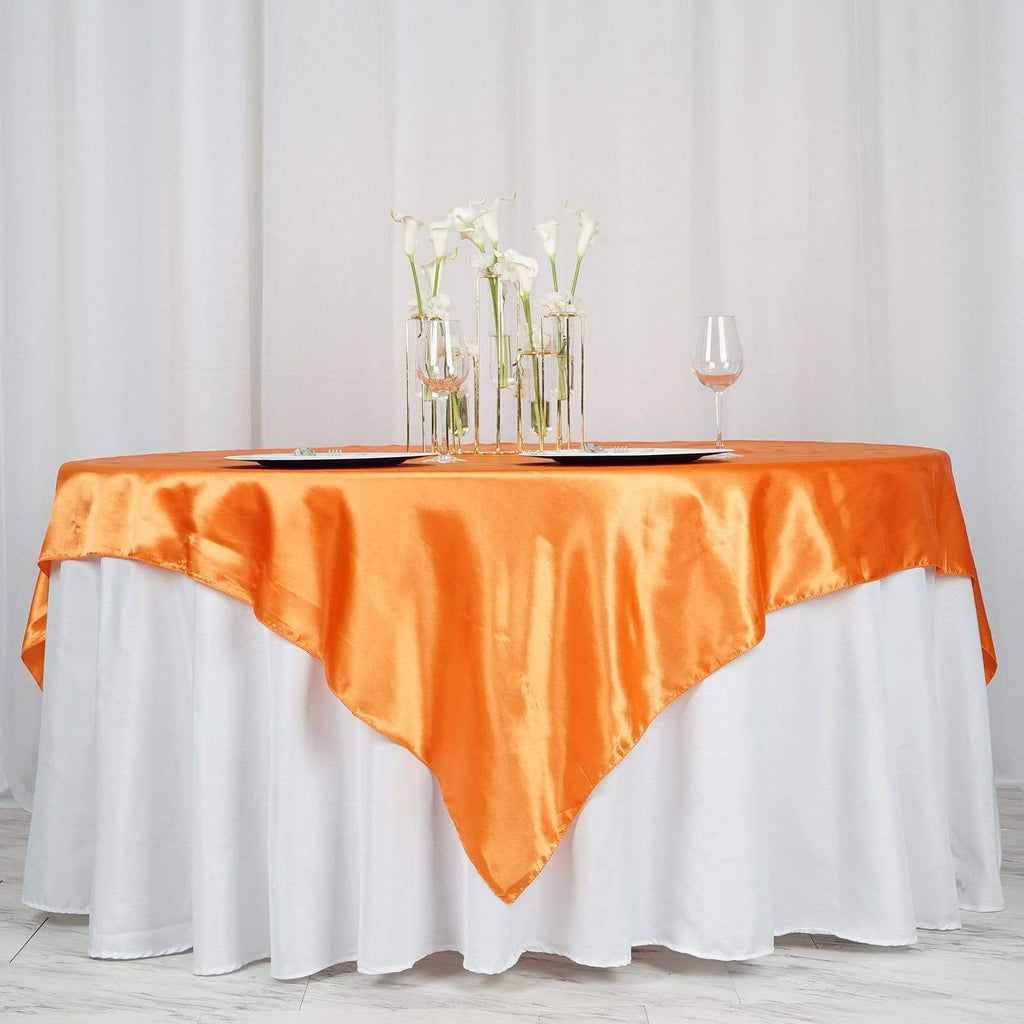 72" x 72" Satin Square Table Overlay Wedding Decorations LAY72_STN_ORNG