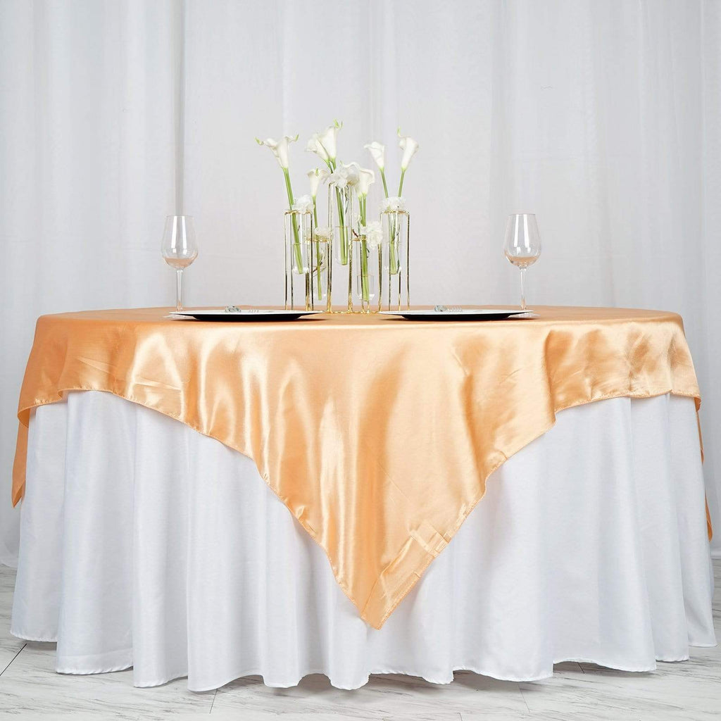 72" x 72" Satin Square Table Overlay Wedding Decorations LAY72_STN_PCH
