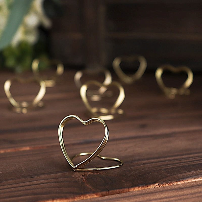 10 Gold 1 in Metal Table Number Sign Holders Heart Place Card Stands