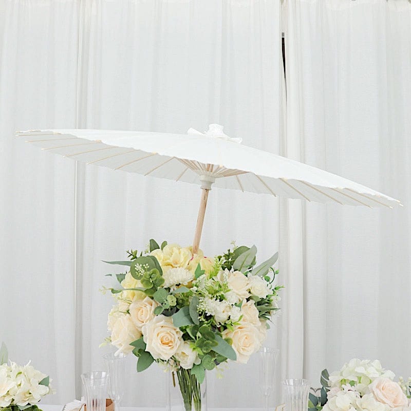 32 Inch Diameter White Wood Bamboo Paper Umbrella Parasol