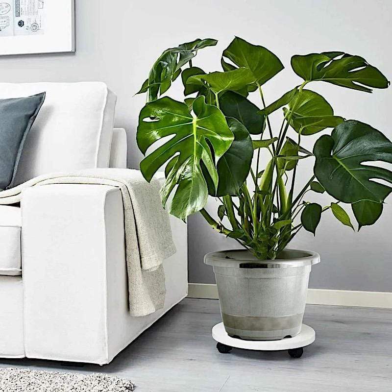 10 in tall Round Plastic Flower Plant Pot with Metallic Barrel Design