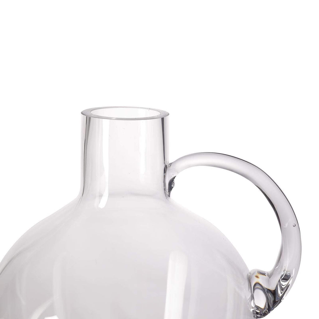 10 inch tall Jug with Wooden Base Clear Glass Vase
