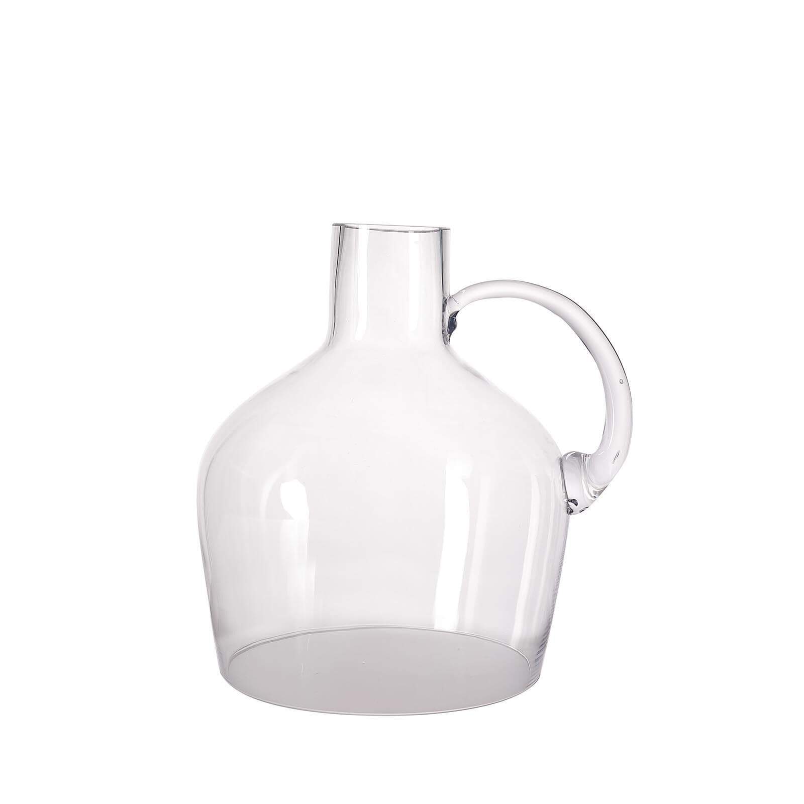 10 inch tall Jug with Wooden Base Clear Glass Vase