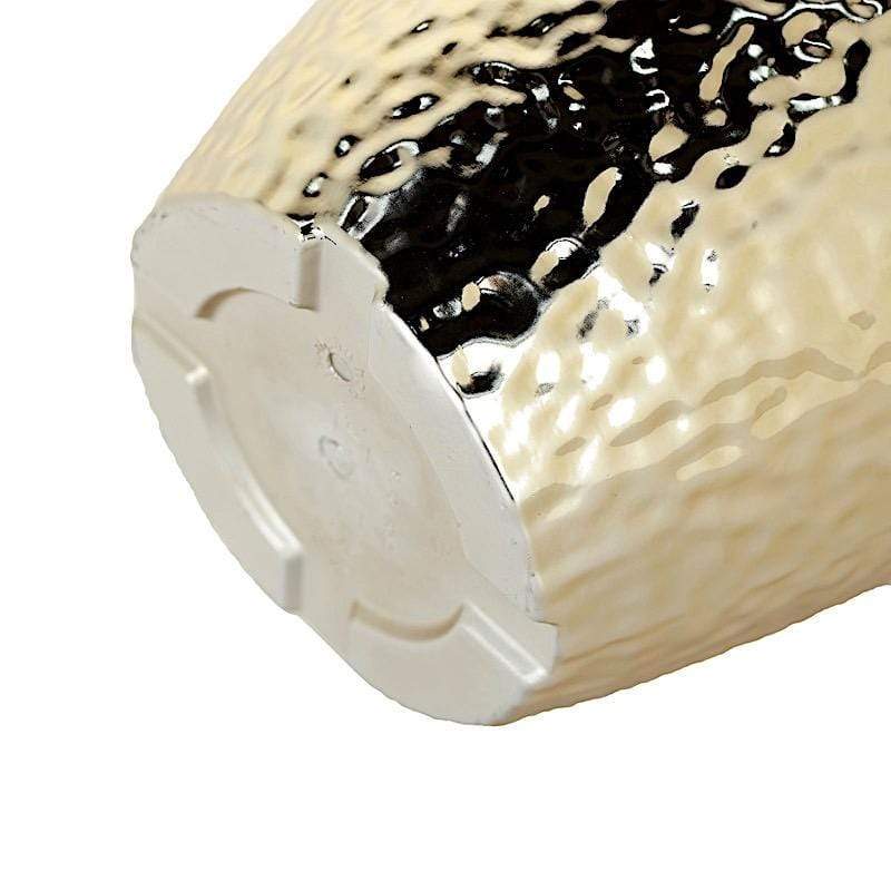 11 in tall Round Plastic Flower Plant Pot with Metallic Hammered Design