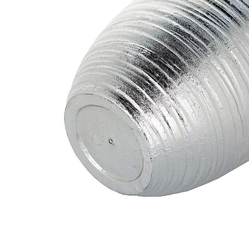 12 in tall Round Metallic Plastic Flower Plant Pot with Horizontal Lines Design