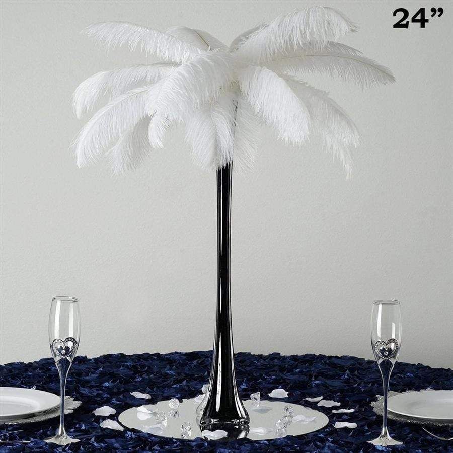 Ostrich Eiffel Tower Centerpiece Black w/White Vase