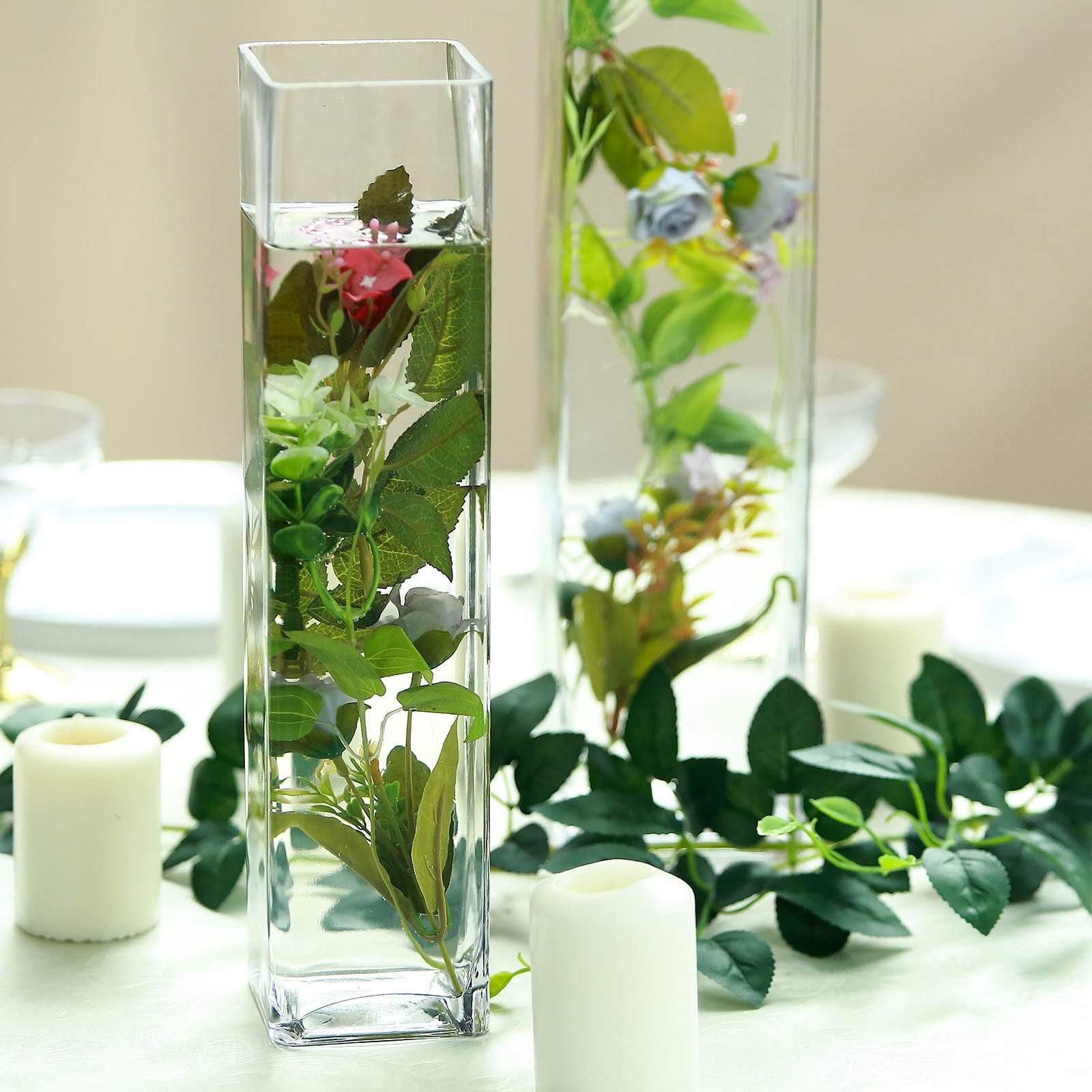 12 pcs Clear Glass Square Block Vases Centerpieces