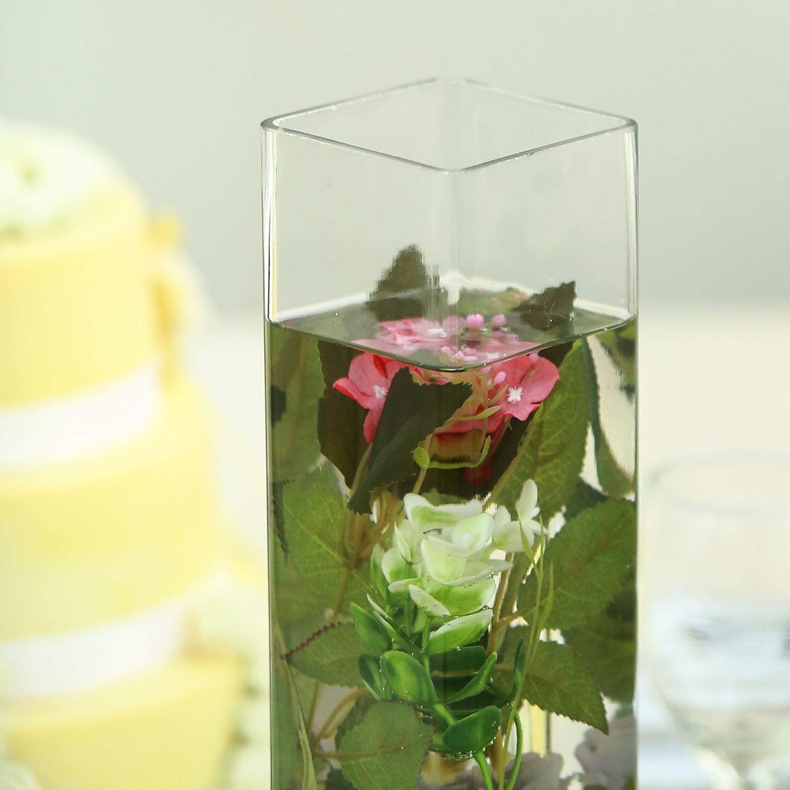 12 pcs Clear Glass Square Block Vases Centerpieces