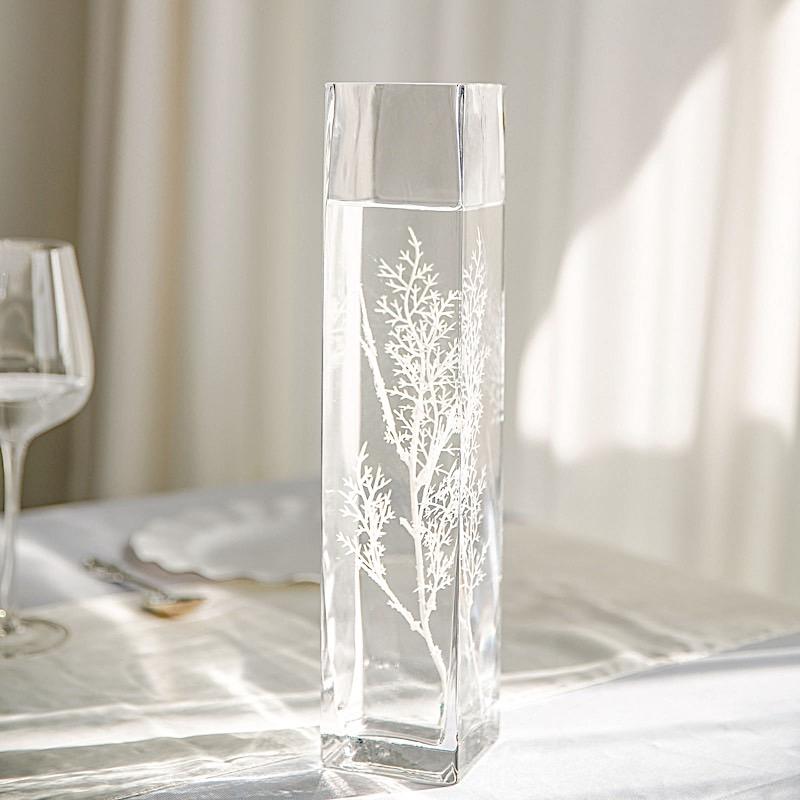 12 pcs Clear Glass Square Block Vases Centerpieces